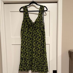 Stylish Green and Black Floral Dress